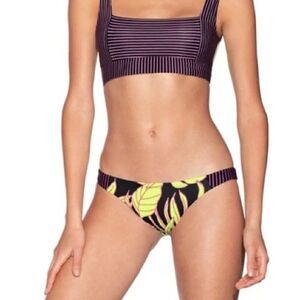 Maaji Reversible Neon Floral Stripe Bikini Bottoms